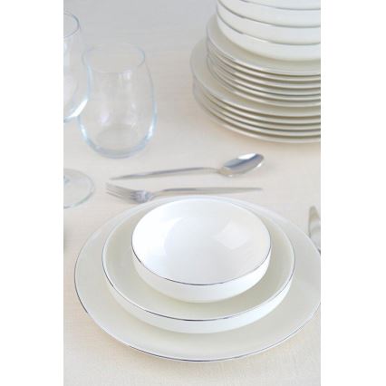 Serviesset 24-delig wit/zilver/porselein