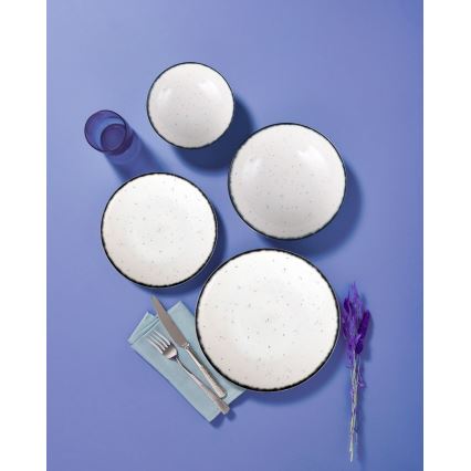 Serviesset 24-delig, wit/zwart, porselein