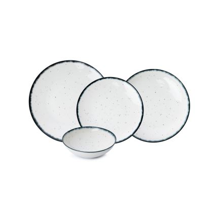 Serviesset 24-delig, wit/zwart, porselein