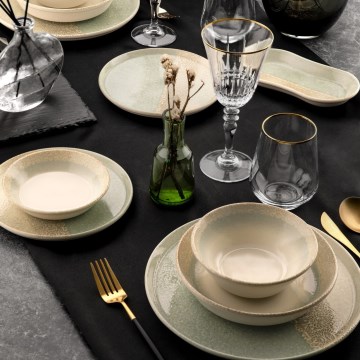 Serviesset 27-delig beige/groen/porselein
