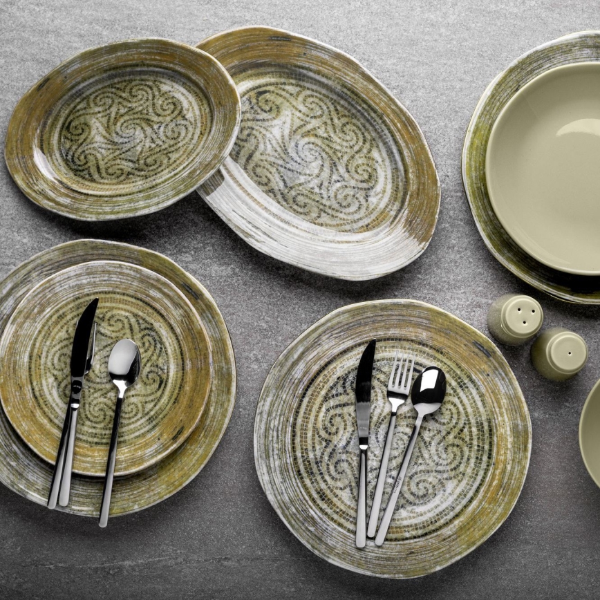 Serviesset 29-delig, groen/porselein