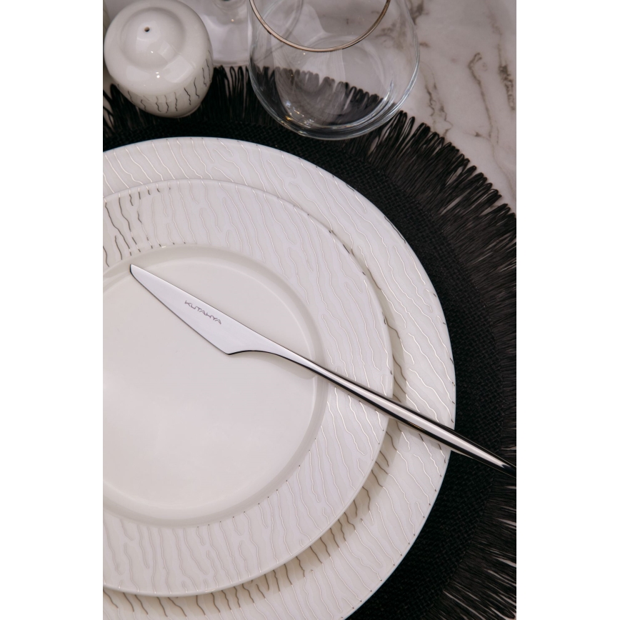 Serviesset 62-delig, wit/zilver, porselein