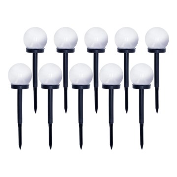 SET 10x LED Solar lamp LED/0,12W/1,2V 6500K IP44 zwart/wit