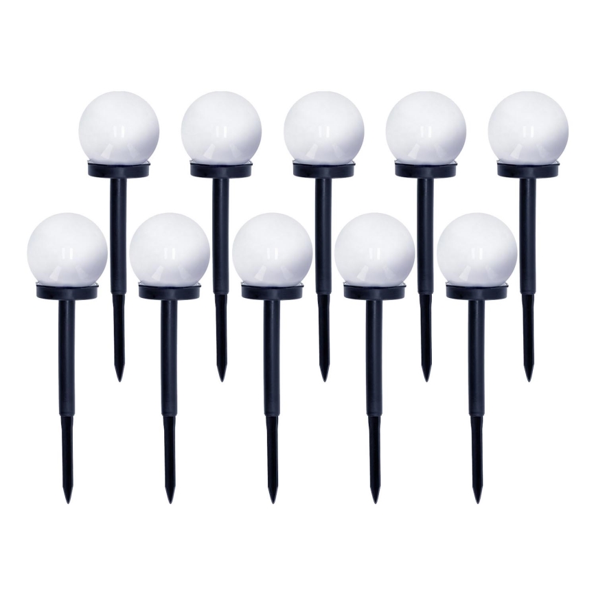 SET 10x LED Solar lamp LED/0,12W/1,2V 6500K IP44 zwart/wit