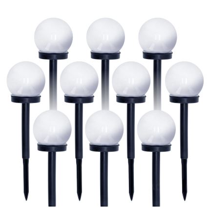 SET 10x LED Solar lamp LED/0,12W/1,2V 6500K IP44 zwart/wit