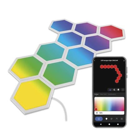 SET 10x RGBIC Dimbaar lichtpaneel LED/1,9W/230V Wi-Fi Tuya