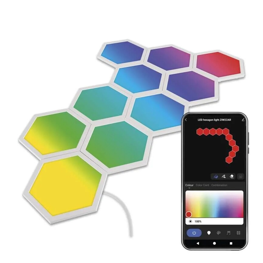 SET 10x RGBIC Dimbaar lichtpaneel LED/1,9W/230V Wi-Fi Tuya