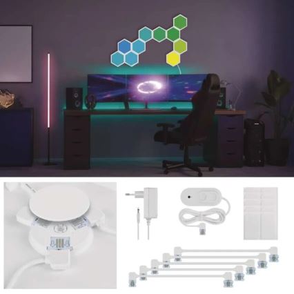SET 10x RGBIC Dimbaar lichtpaneel LED/1,9W/230V Wi-Fi Tuya