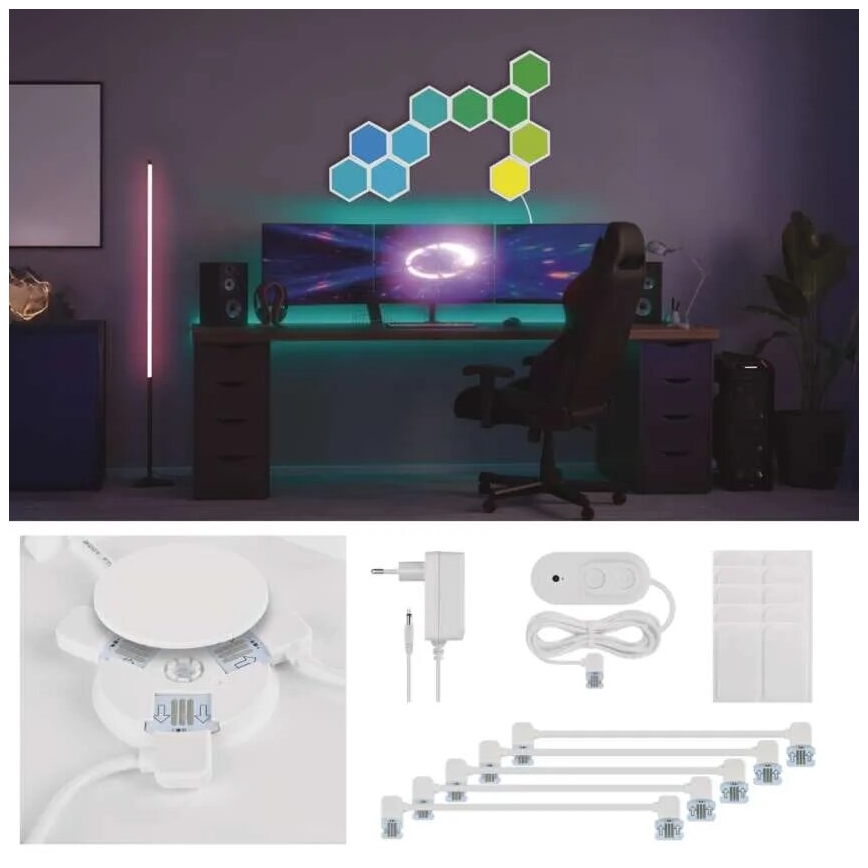 SET 10x RGBIC Dimbaar lichtpaneel LED/1,9W/230V Wi-Fi Tuya