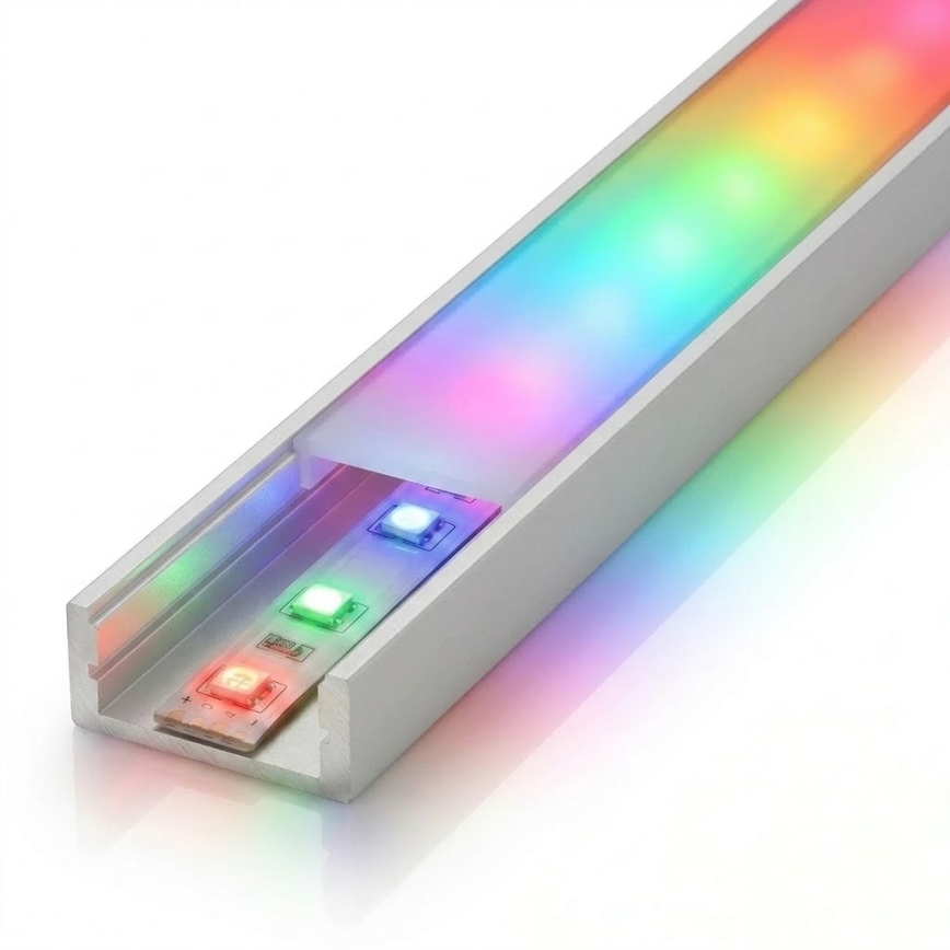 SET 1x dimbare RGBW LED-strip DIGITAL LED/16,5W/230V 5 m + 5x inbouwprofiel 1 m zilver/wit + afstandsbediening