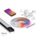 SET 1x dimbare LED RGBW-strip Philips Hue WHITE AND COLOR AMBIANCE LED/20W/230V 2 m + 2x inbouwprofiel 1 m zwart/wit