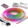 SET 1x dimbare RGBW LED-strip DIGITAL LED/9,6W/230V 3 m + 3x inbouwprofiel 1 m zwart/wit + afstandsbediening