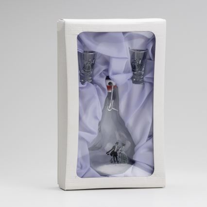 Set 1x grote fles + 2x shotglas doorzichtig met een dansmotief
