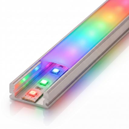 SET 1x dimbare RGBW LED-strip DIGITAL LED/9,6W/230V 3 m + 3x inbouwprofiel 1 m zilver/wit + afstandsbediening