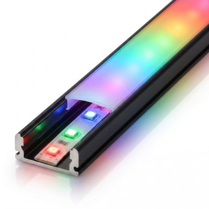SET 1x dimbare RGBW LED-strip DIGITAL LED/9,6W/230V 3 m + 3x inbouwprofiel 1 m zwart/wit + afstandsbediening