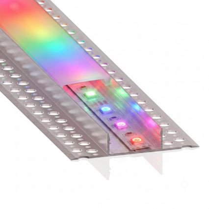 SET 1x LED RGBW dimbare strip NEO LITE MUSIC LED/24W/230V 5 m IP65 Wi-Fi Tuya + 5x inbouwprofiel 1 m zilver/wit + afstandsbediening