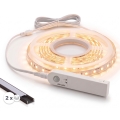 SET 1x LED-strip met bewegingssensor FLEX LED/3,6W/4xAA 2 m + 2x inbouwprofiel 1 m zwart/wit