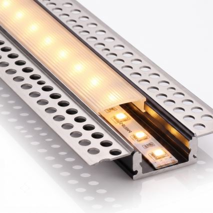 SET 1x LED-strip met bewegingssensor FLEX LED/3,6W/4xAA 2 m + 2x inbouwprofiel 1 m zilver/wit