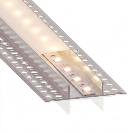 SET 1x LED-strip met bewegingssensor FLEX LED/3,6W/4xAA 2 m + 2x inbouwprofiel 1 m zilver/wit