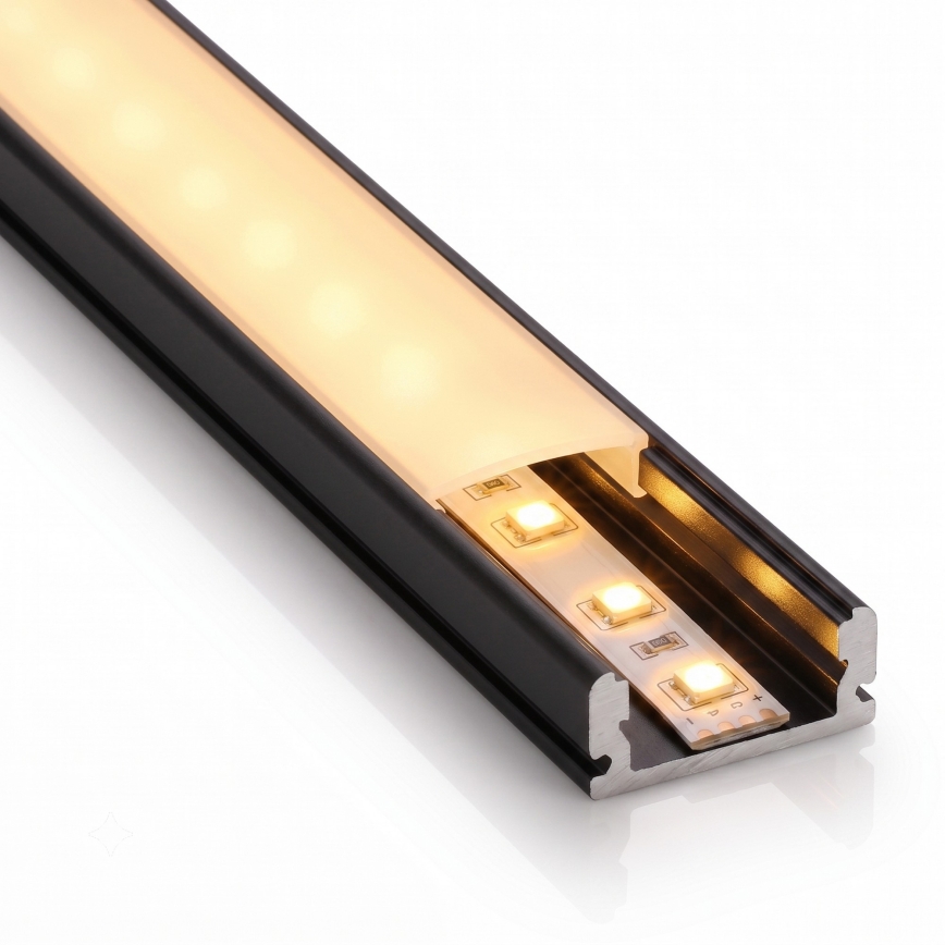SET 1x LED-strip MYLIVING LIGHTSTRIP LED/22W/230V 5 m + 5x inbouwprofiel 1 m zwart/wit