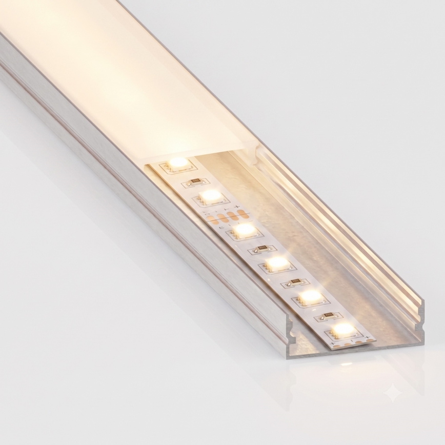 SET 1x LED-strip MYLIVING LIGHTSTRIP LED/22W/230V 5 m + 5x inbouwprofiel 1 m zilver/wit