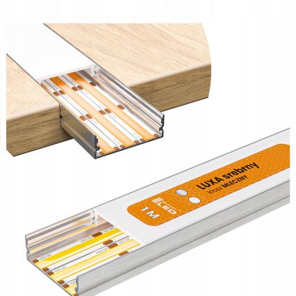 SET 1x dimbare LED RGBW-strip NEO LITE MUSIC LED/24W/230V, 5 m, IP65, Wi‑Fi Tuya + 5x inbouwprofiel 1 m, zilver/wit + afstandsbediening