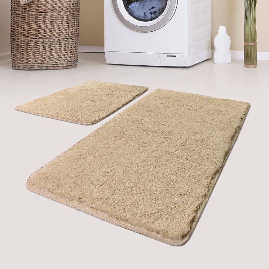 SET 2x Badkamer mat 60/100 cm beige