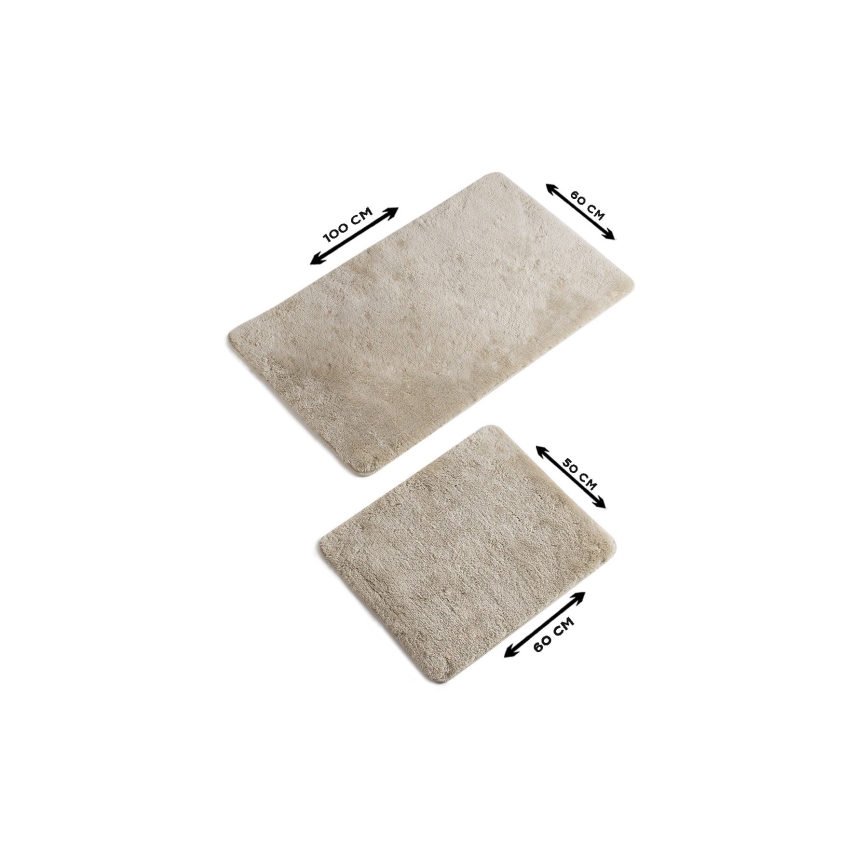 SET 2x Badkamer mat 60/100 cm beige