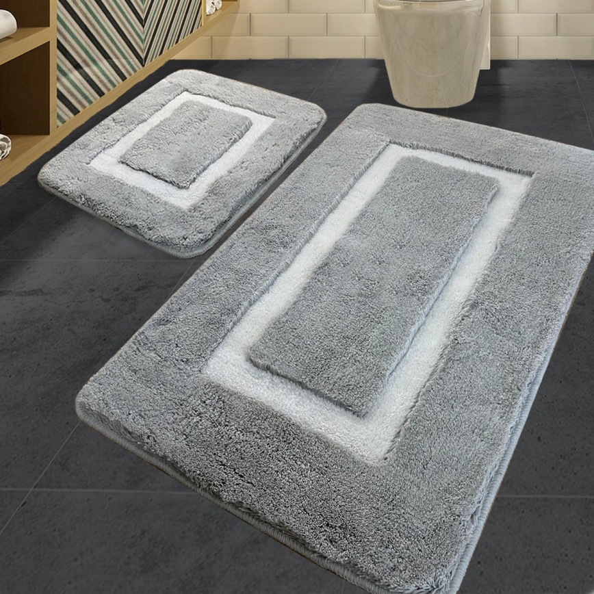 SET 2x Badkamer mat 60/100 cm grijs