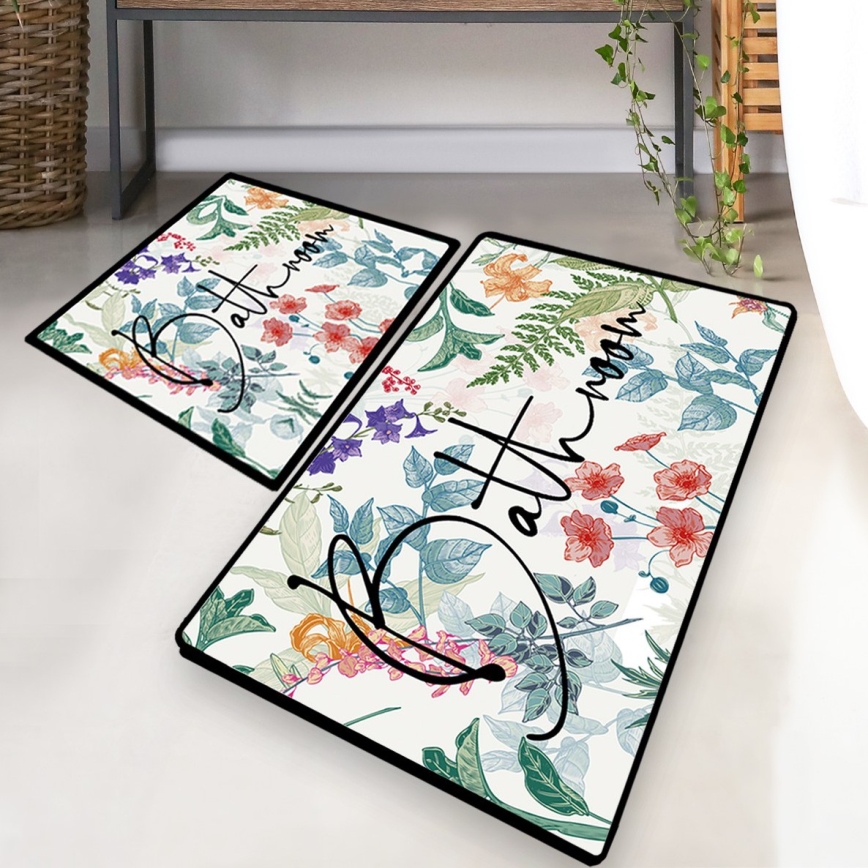 SET 2x Badkamer mat 60/100 cm kleurrijk
