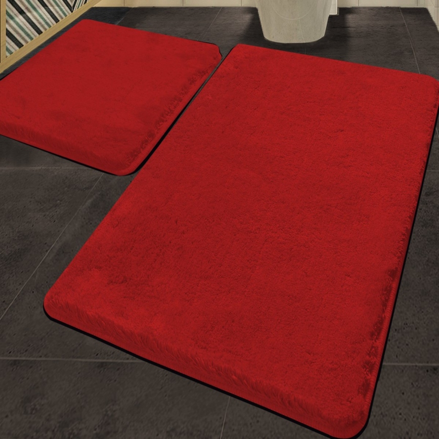 SET 2x Badkamer mat 60/100 cm rood