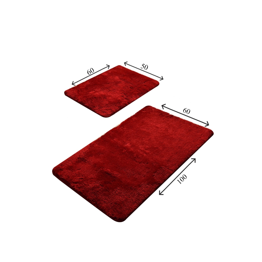 SET 2x Badkamer mat 60/100 cm rood