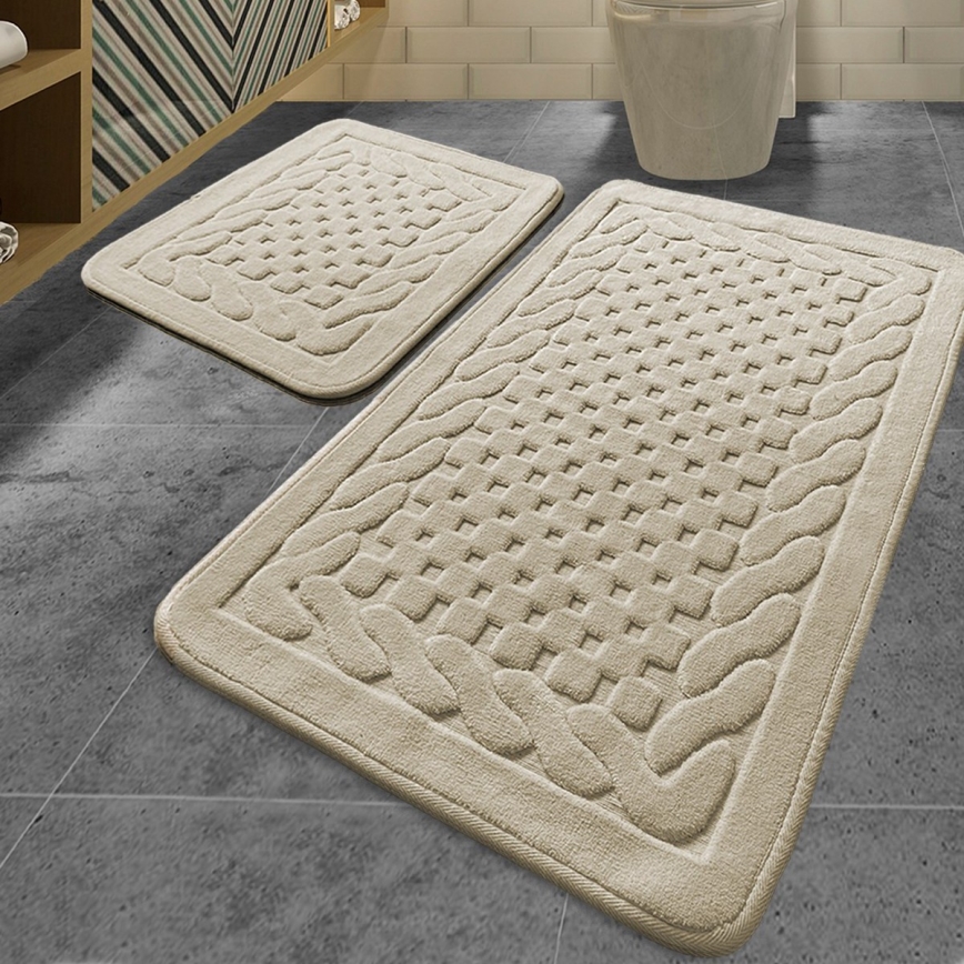 SET 2x Badkamer mat BAMBI 60/100 cm beige