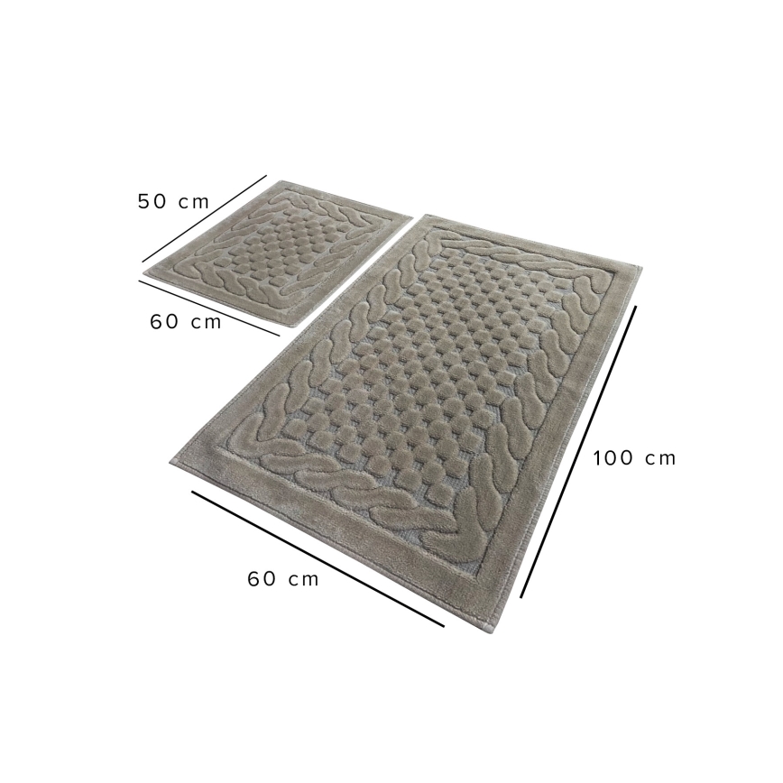 SET 2x Badkamer mat BAMBI 60/100 cm beige