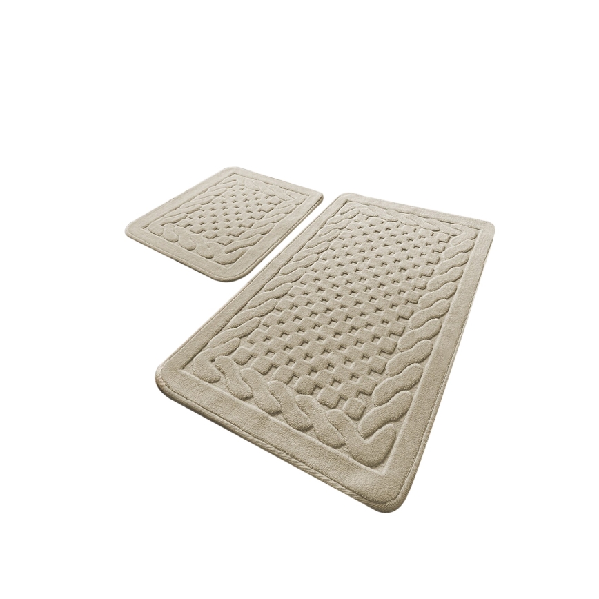 SET 2x Badkamer mat BAMBI 60/100 cm beige