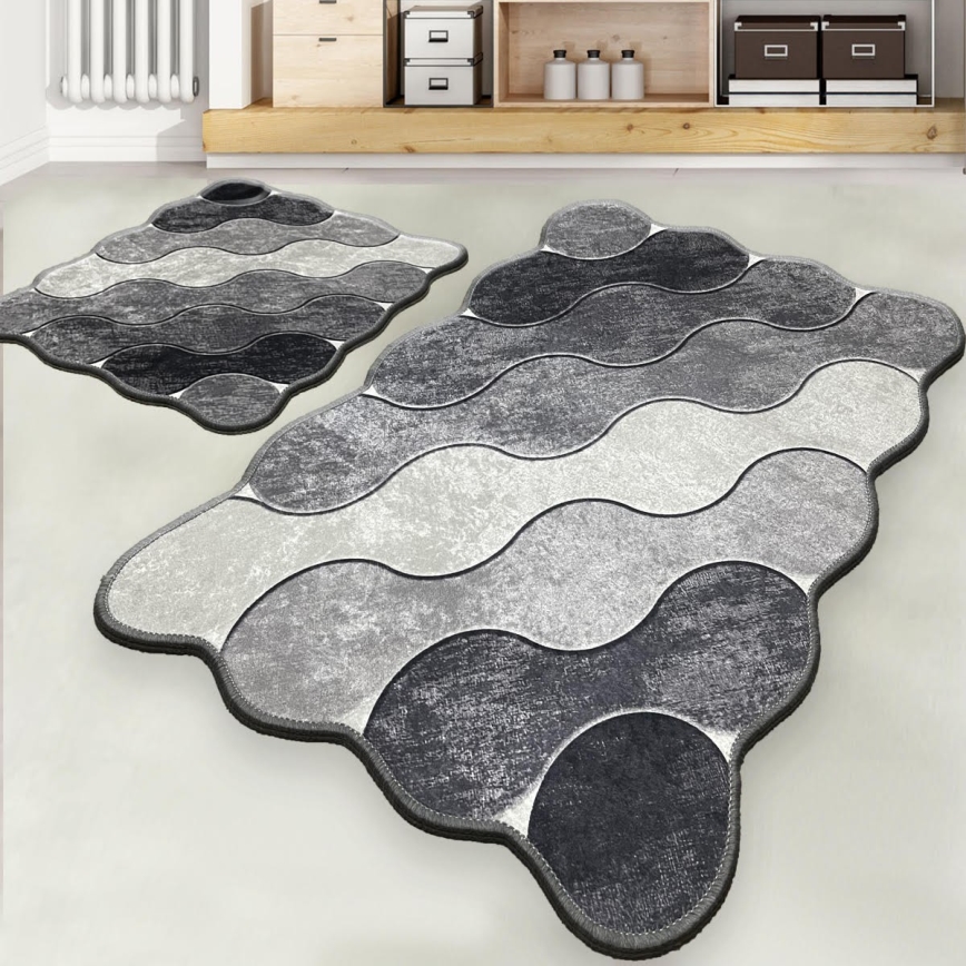 SET 2x Badkamer mat CIRCLE 60/100 cm grijs