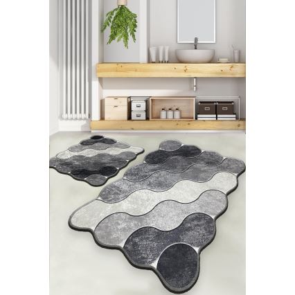 SET 2x Badkamer mat CIRCLE 60/100 cm grijs