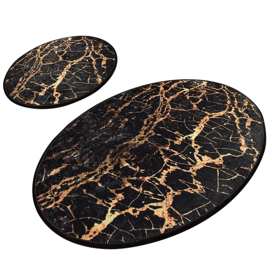 SET 2x Badkamer mat GOLDES 60/100 cm zwart/goud