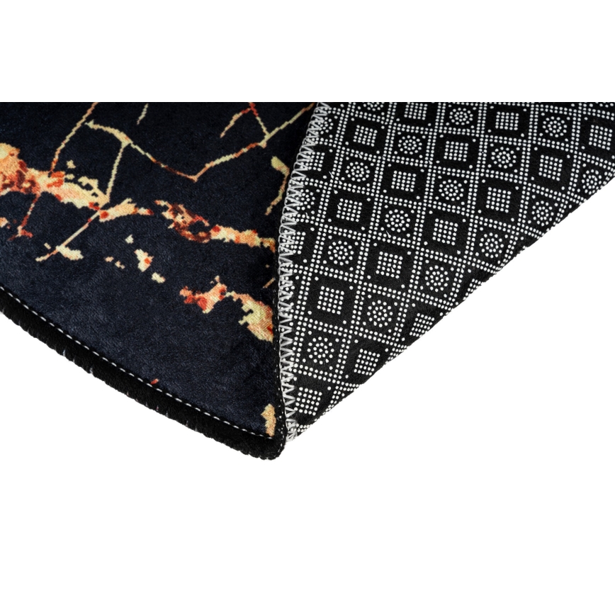 SET 2x Badkamer mat GOLDES 60/100 cm zwart/goud