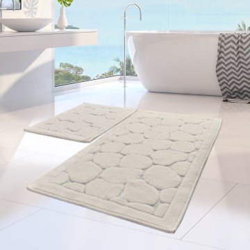 SET 2x Badkamer mat LINO 60/100 cm beige