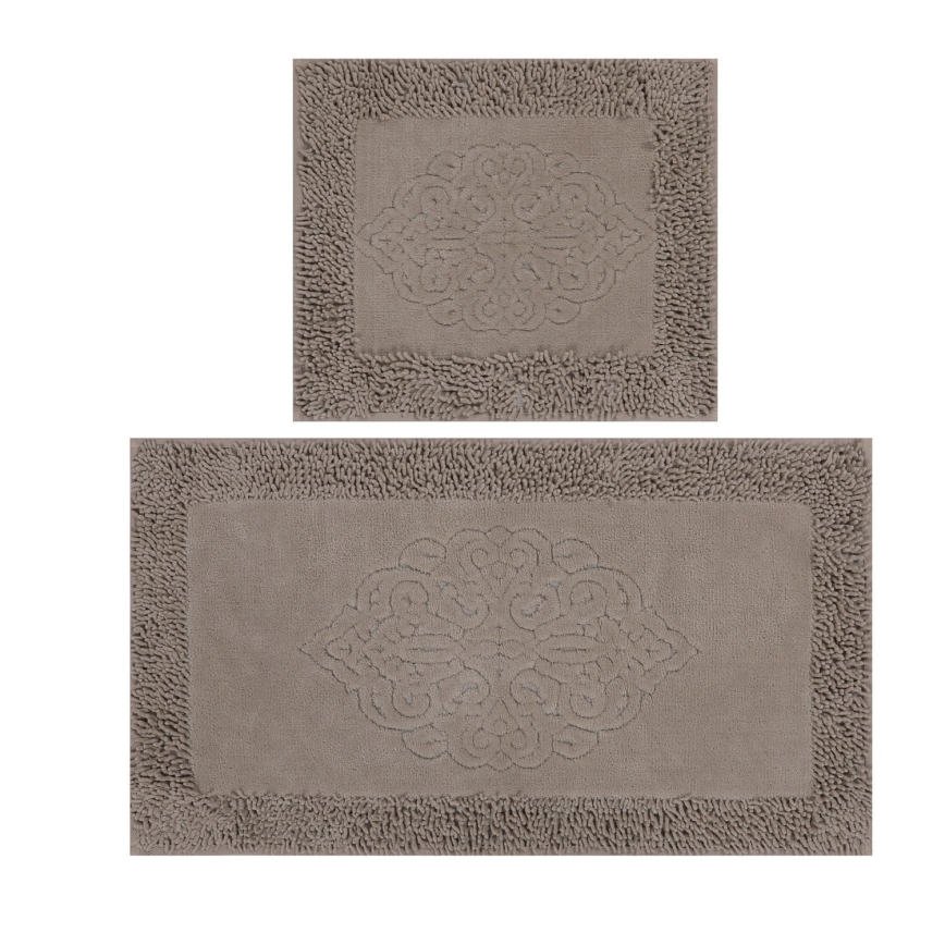 SET 2x Badkamer mat PIANTE 60/100 cm bruin