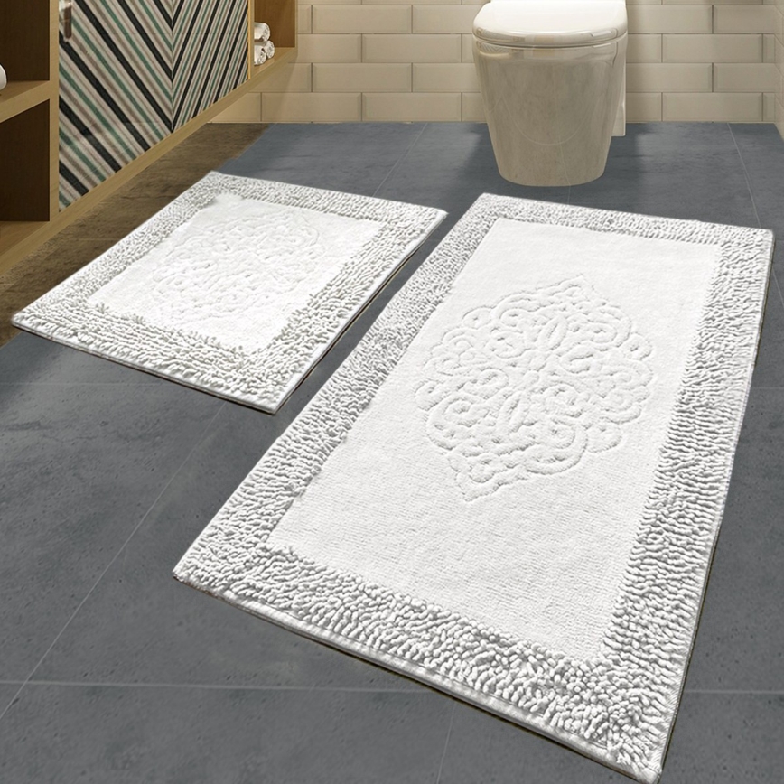 SET 2x Badkamer mat PIANTE 60/100 cm wit