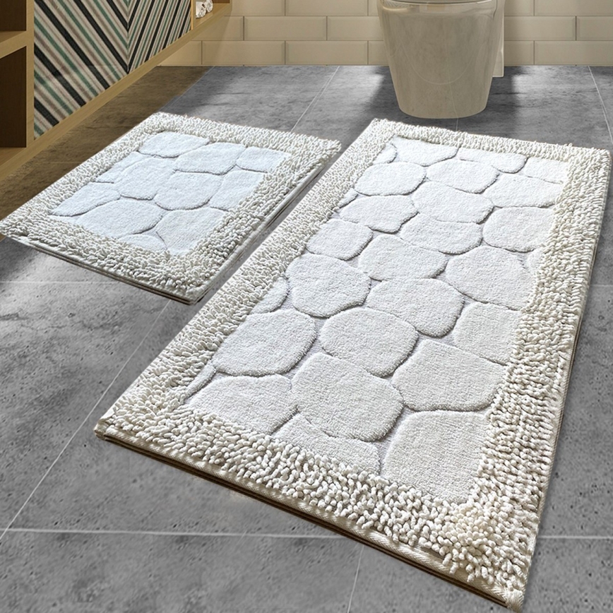 SET 2x Badkamer mat STONE 60/100 cm wit