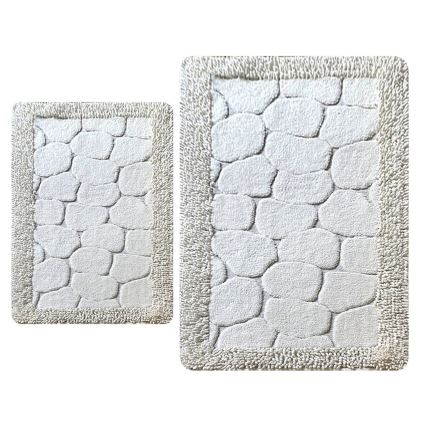 SET 2x Badkamer mat STONE 60/100 cm wit