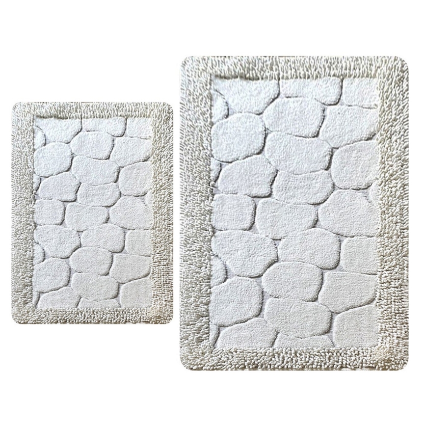 SET 2x Badkamer mat STONE 60/100 cm wit