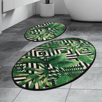 SET 2x Badkamer mat TROPIC 60/100 cm groen