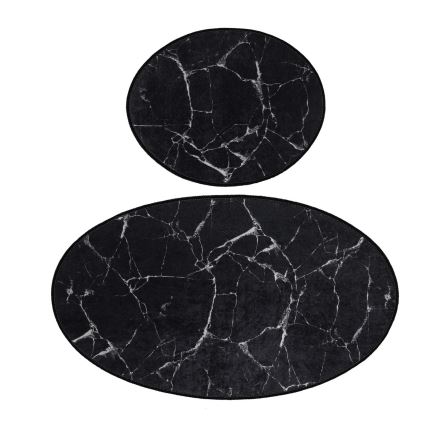 SET 2x Badmat MARBLE 50x60/60x100 cm zwart