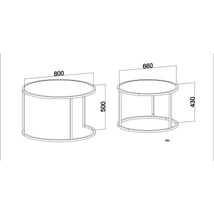 SET 2x Bijzettafel TAMBUR zwart/bruin