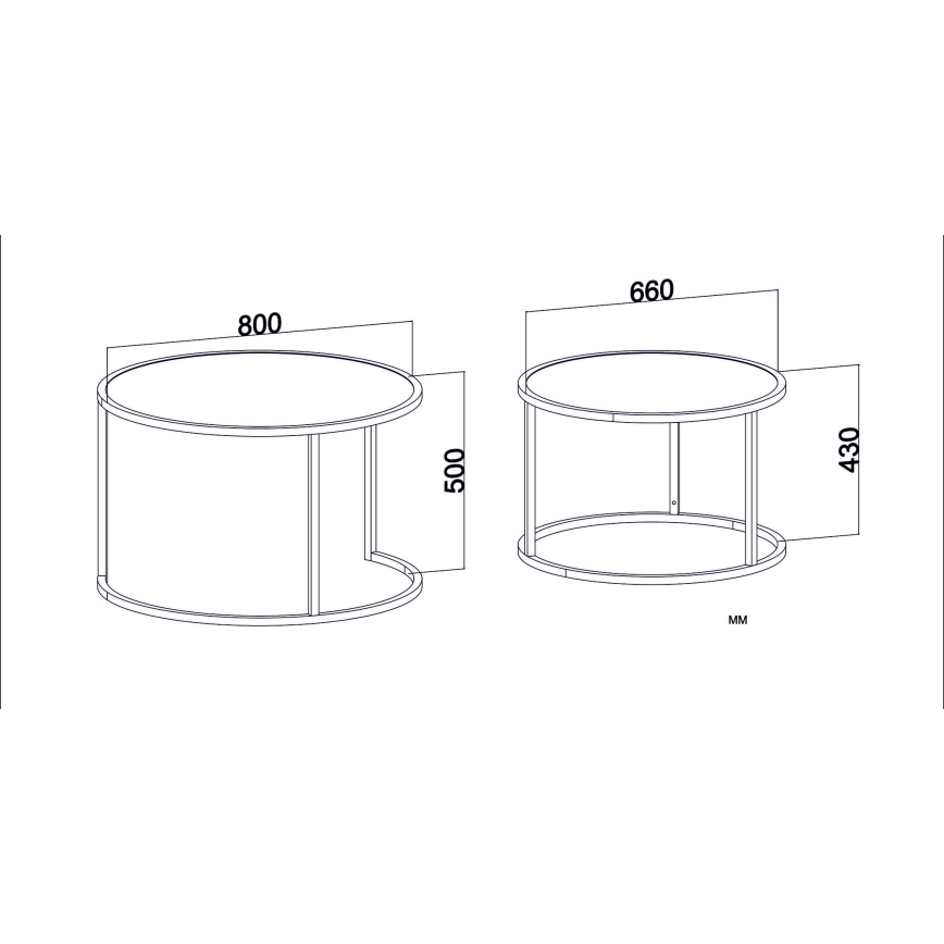 SET 2x Bijzettafel TAMBUR zwart/bruin
