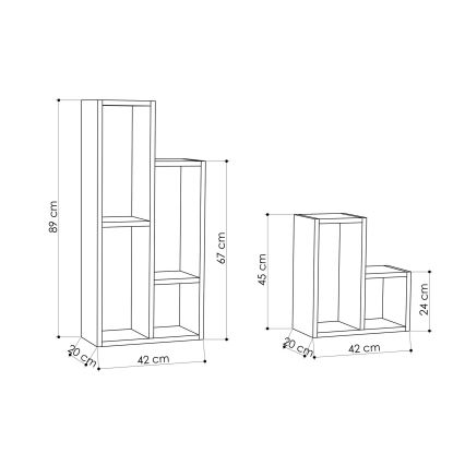 SET 2x Boekenkast SULE bruin